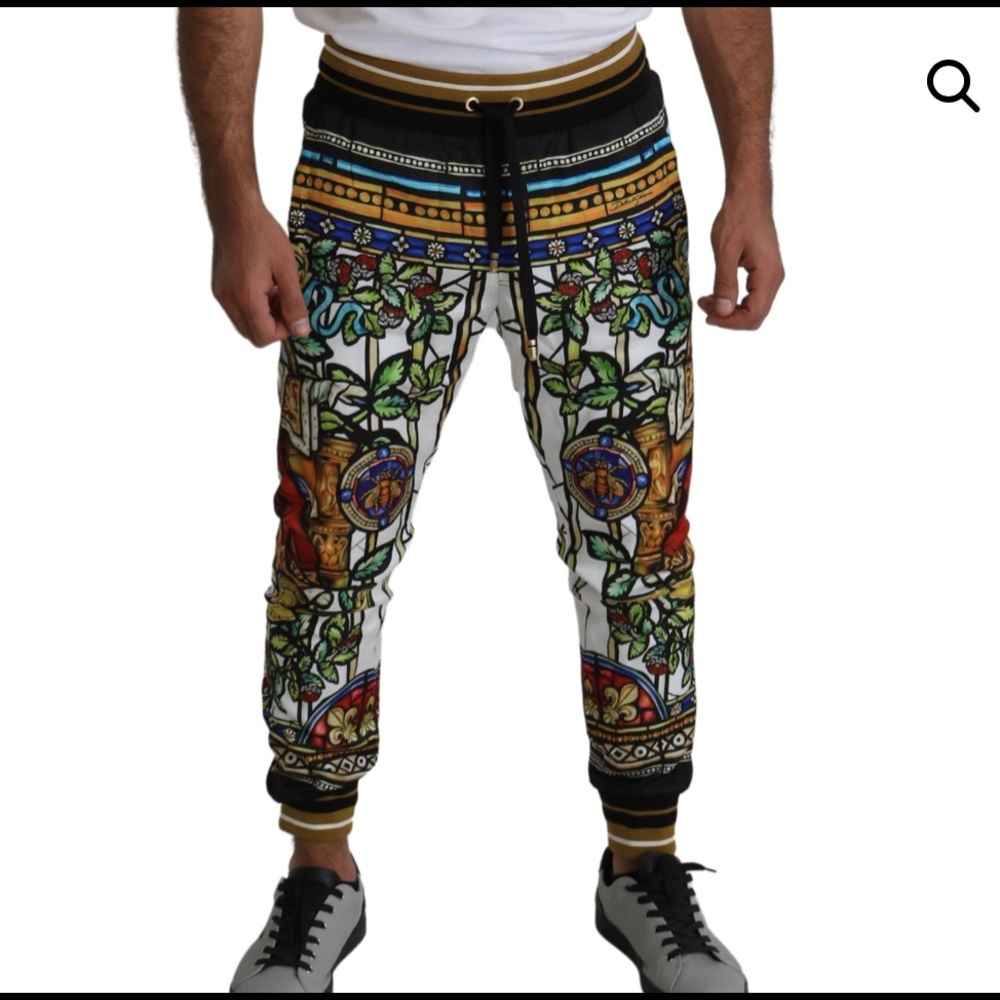 Dolce & Gabbana MULTICOLOR NAPOLEAN PRINT TRACK TROUSER PANTS